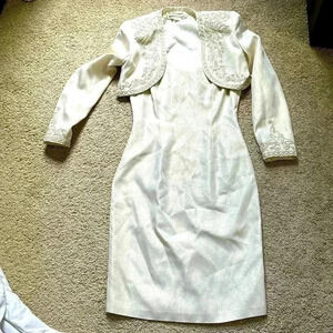 Vintage Marie t Claire formal dress size 4 with matching jacket embroidered